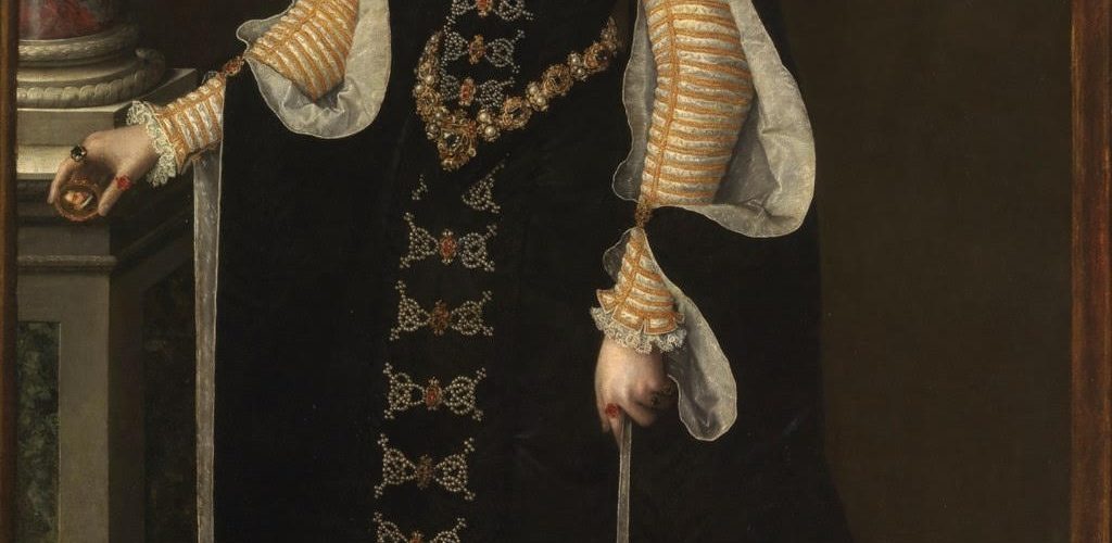 Reproducción del cuadro atribuido a Sofonisba Anguissola de Isabel de Valois sosteniendo un retrato de Felipe II