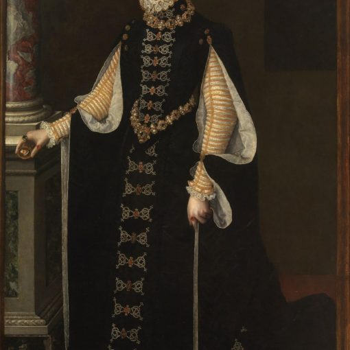 Reproducción del cuadro atribuido a Sofonisba Anguissola de Isabel de Valois sosteniendo un retrato de Felipe II